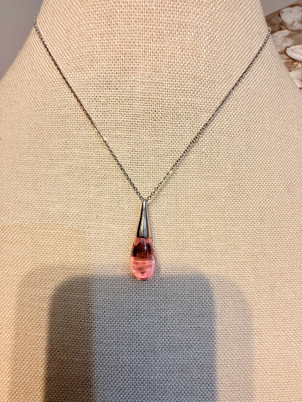 La Pasia Pink Teardrop Pendant Necklace 16+3”